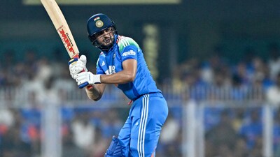 Shubman Gill batting against the West Indies.(AFP)