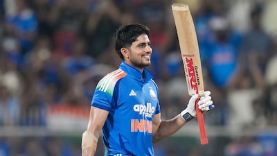 Shubman Gill during his knock against the West Indies.(Creimas)