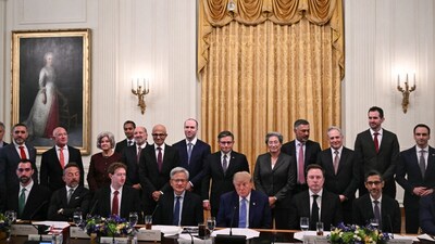 US President Donald Trump speaks during a meeting with technology executives about artificial intelligence, in the East Room of the White House in Washington. (AFP photo)