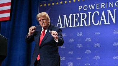 US President Donald Trump dances as he leaves the stage after speaking at an event. (AFP file photo)