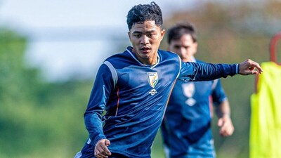 Edmund Lalrindika in practice ahead of the Panama clash (Picture credit: X @IndianFootball)