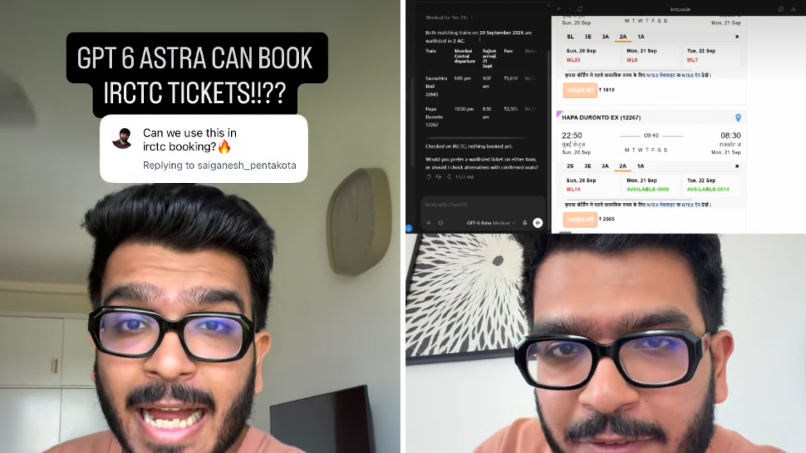 Process Layout Man Man Gives ChatGPT Astra One Simple Prompt To Book Train Ticket, AI ...