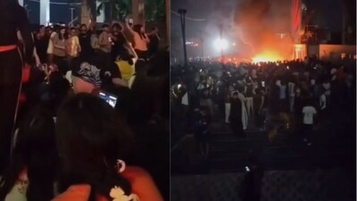 A vehicle was also reportedly set on fire amid the unrest.