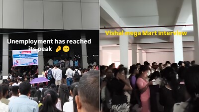 A massive turnout at a Vishal Mega Mart recruitment drive in Assam’s Gogamukh has caught the internet’s attention (Image-X/@IndianTechGuide)