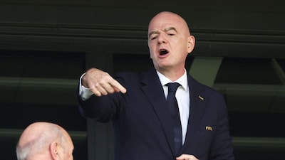 Gianni Infantino attends the opening game of the Women's U20 World Cup opening match between Poland and Argentina (Picture credit: AP)