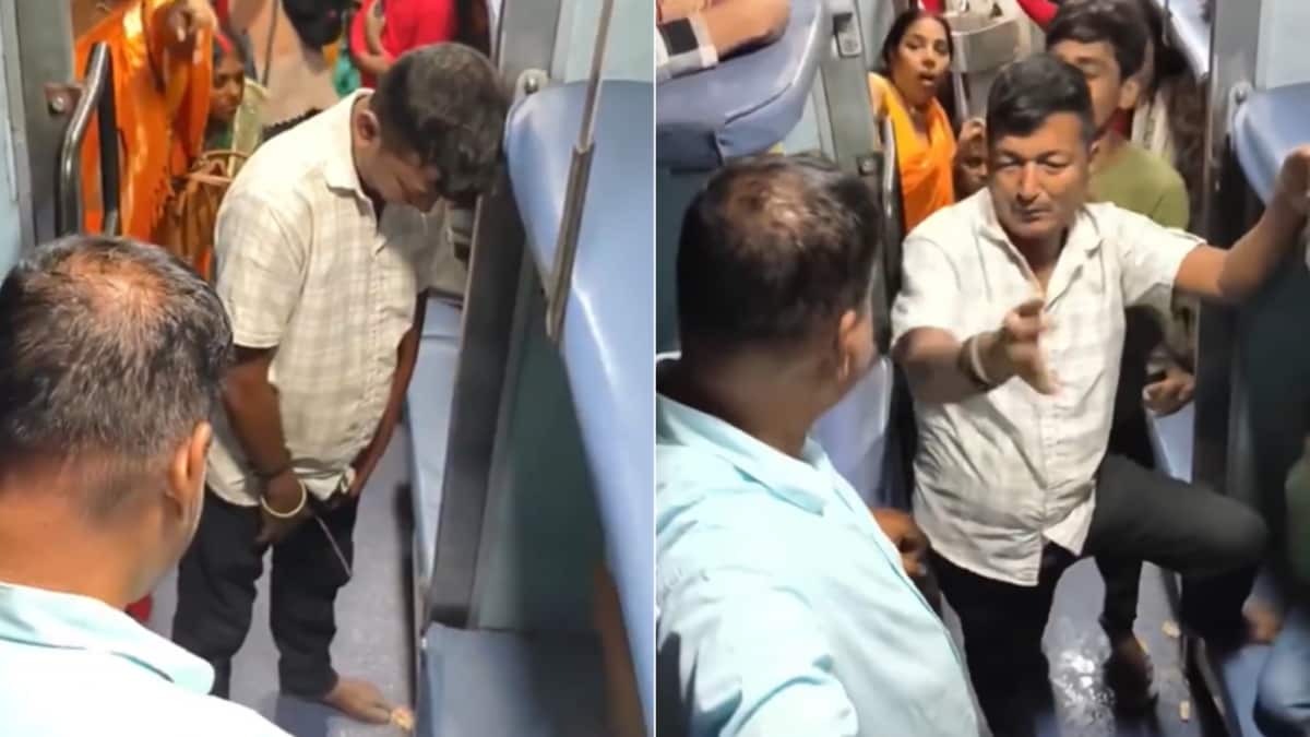 ரயில் பெட்டியில் சிறுநீர் கழித்த நபர்: வீடியோ வைரல்