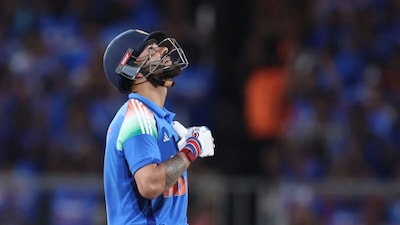 Virat Kohli celebrates scoring 15000 runs in ODIs (Picture credit: BCCI)