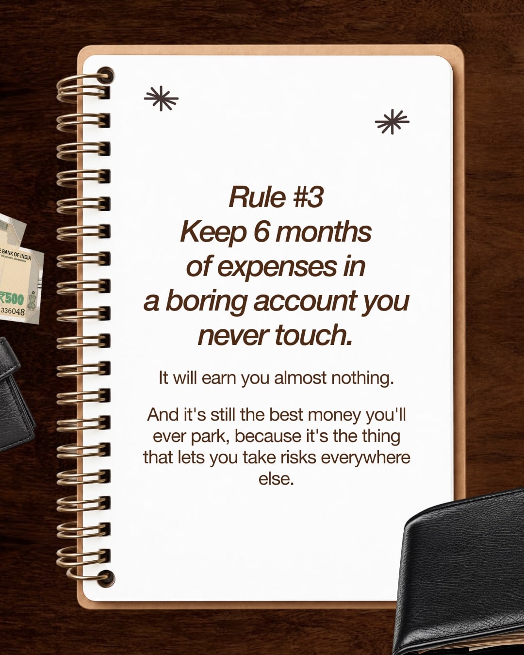 Build Emergency Fund: While keeping six months' living expenses in a low-yield account seems inefficient, Warikoo calls it essential security. This liquid safety net builds confidence, letting you take career risks, explore investments, and handle emergencies without taking on debt. (Image: Instagram/@ankurwarikoo) 