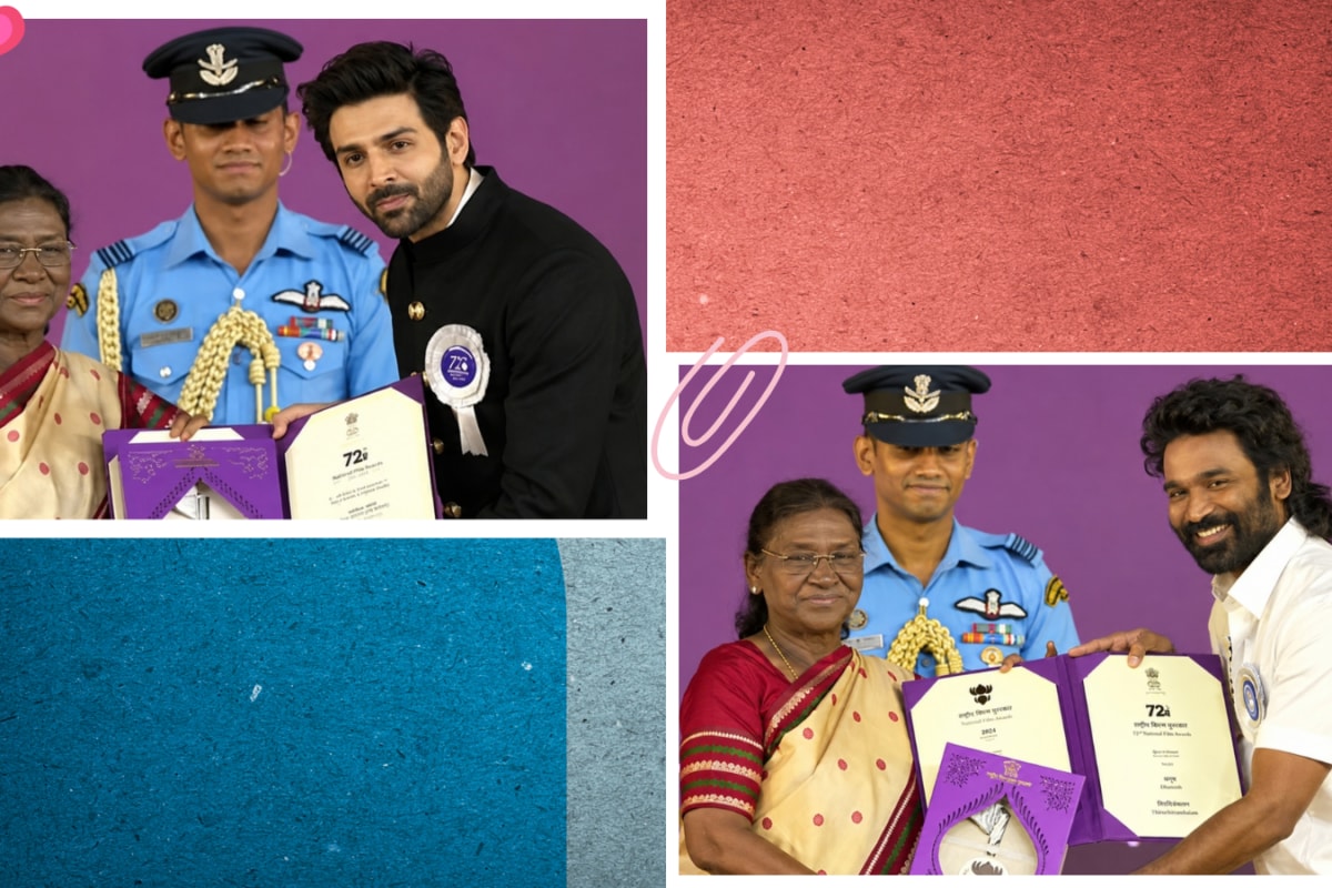 Kartik Aaryan Looks Sharp In Black Bandhgala While Dhanush Keeps It Traditional At The 72nd National Film Awards