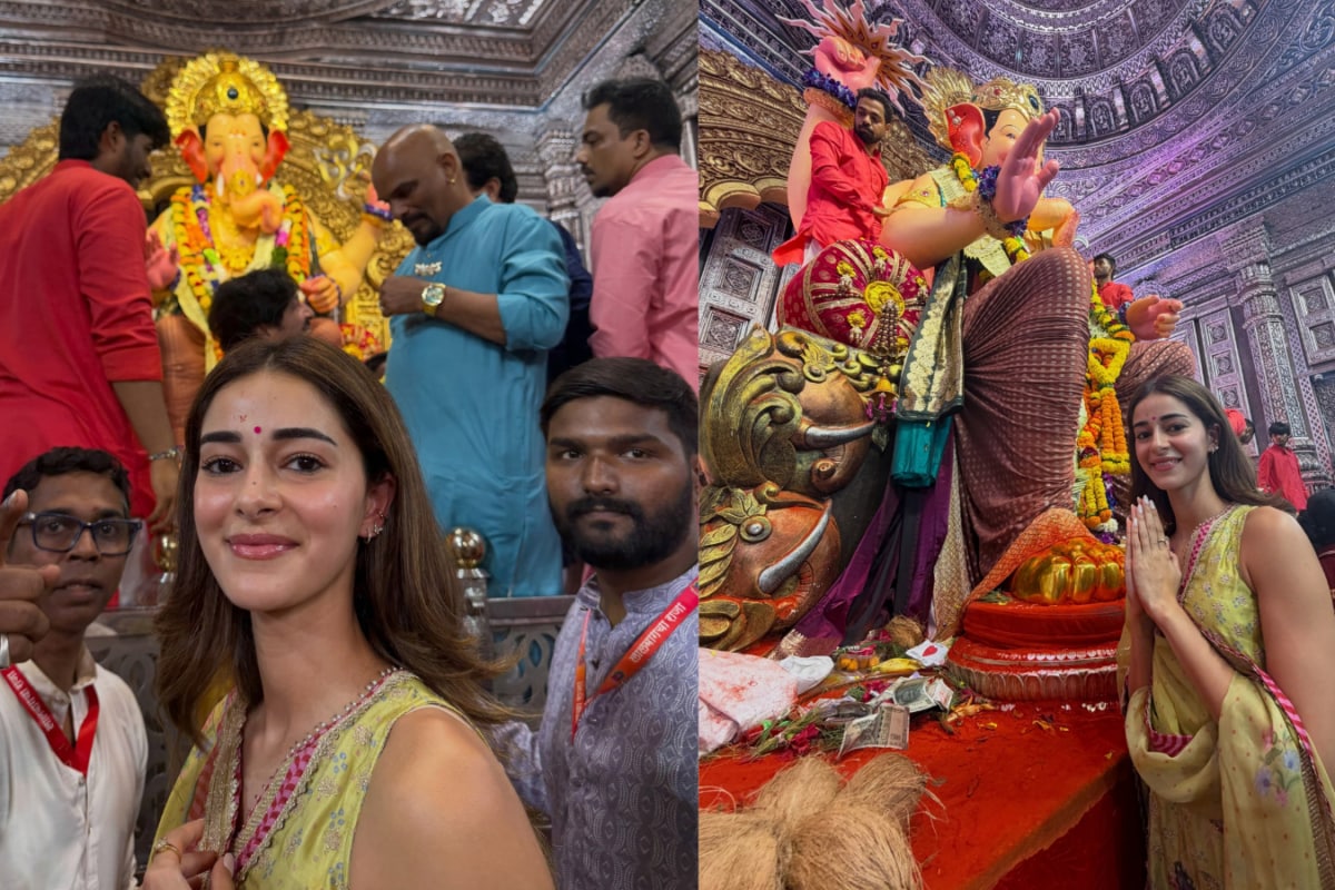 Ananya Panday Brings Soft Festive Glam To Lalbaugcha Raja In A Pretty Lime-Green Suit