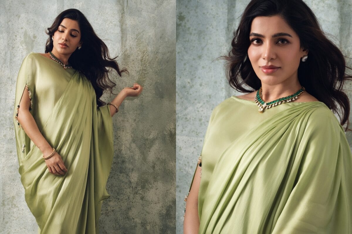 Samantha Ruth Prabhu Flaunts Baby Bump In A Soothing Mint Green Draped Dress