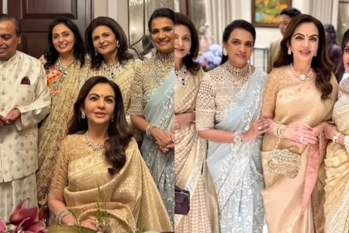Nita Ambani Looks Elegantly Regal In A Soft Gold Saree At Ganpati Celebrations