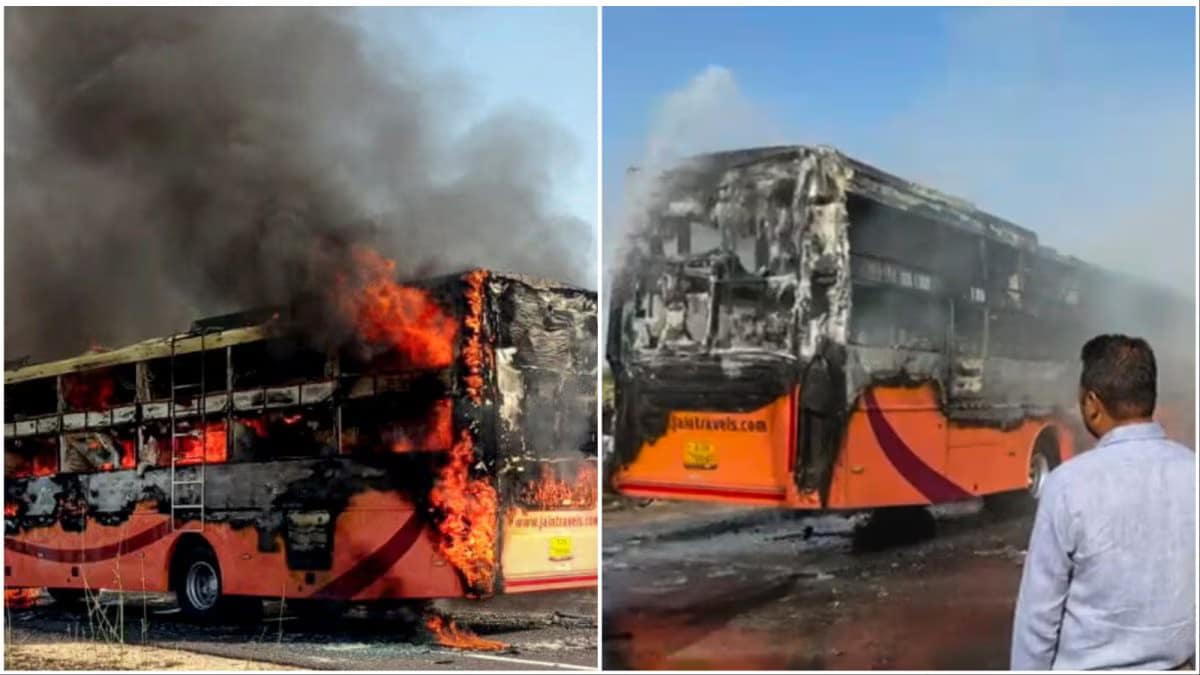 On the night of September 23, an AC sleeper bus travelling from Noida towards Mahoba caught fire on the Yamuna Expressway near Jewar. At least nine people were killed, while several others were injured. Most passengers were reportedly asleep when the fire broke out. The exact cause is still being investigated. So, what can cause a bus to catch fire while it is moving? Here are some common possibilities. On the night of September 23, an AC sleeper bus travelling from Noida towards Mahoba caught fire on the Yamuna Expressway near Jewar. At least nine people were killed, while several others were injured. Most passengers were reportedly asleep when the fire broke out. The exact cause is still being investigated. So, what can cause a bus to catch fire while it is moving? Here are some common possibilities.