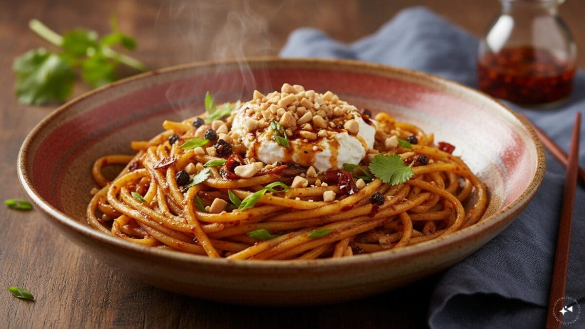 This Healthy Fettuccine Recipe Has A Spicy Kick From Chilli Oil & One Special Ingredient