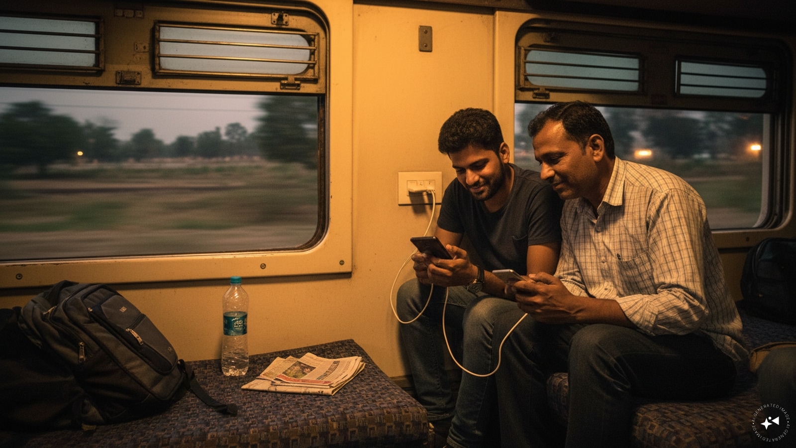 The charging point is a shared resource: A charging socket can suddenly become the most valuable piece of infrastructure in a packed coach. Regular travellers usually take turns rather than monopolising it, especially on overnight journeys. A power bank can quietly save you from this negotiation. (AI photo)