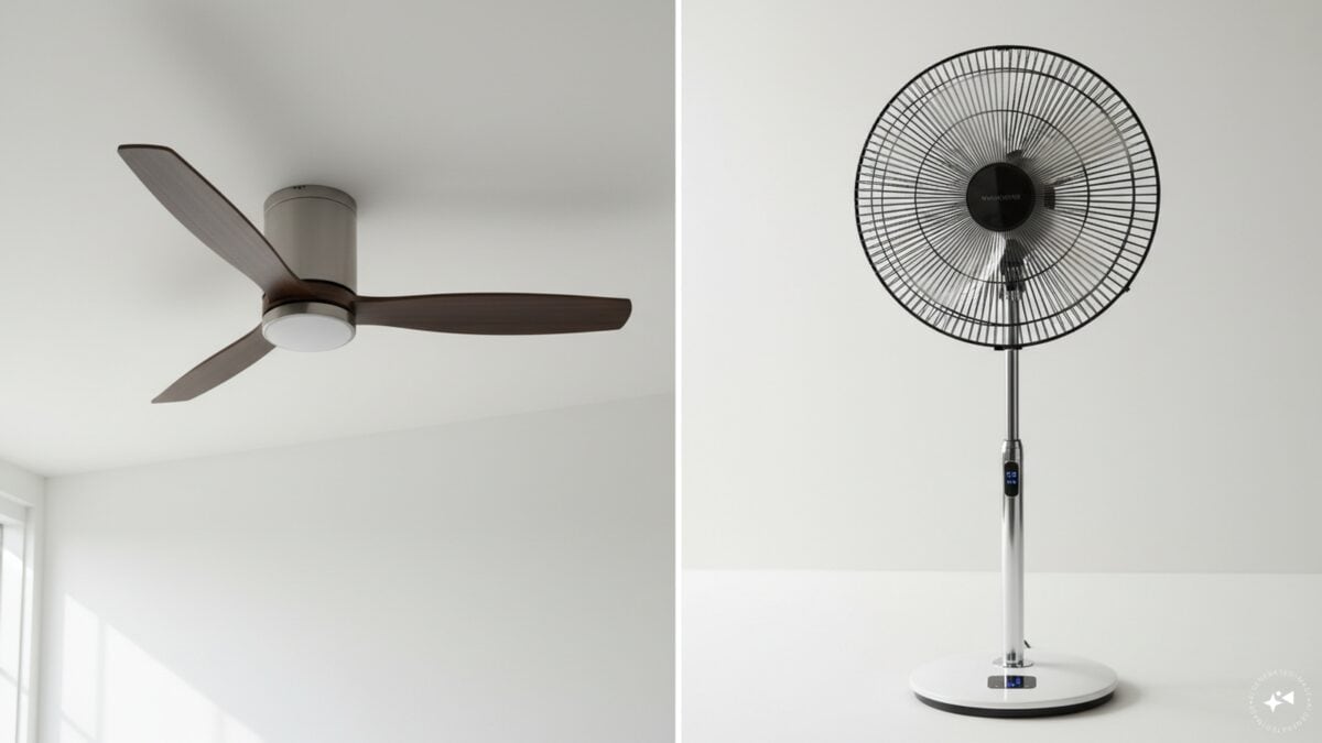 Ceiling Fans Cover Rooms, Pedestal Fans Deliver Targeted Summer Airflow