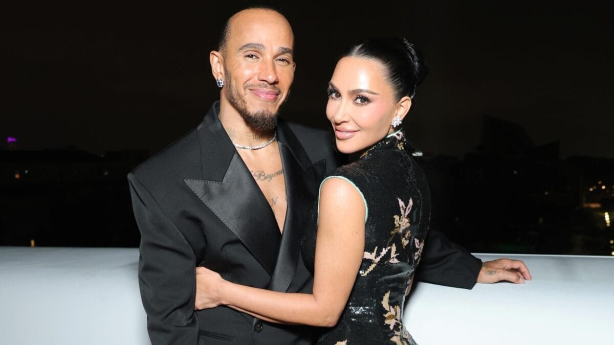 Kim Kardashian & Lewis Hamilton Look Cosy & In Love In Complementary Black Outfits