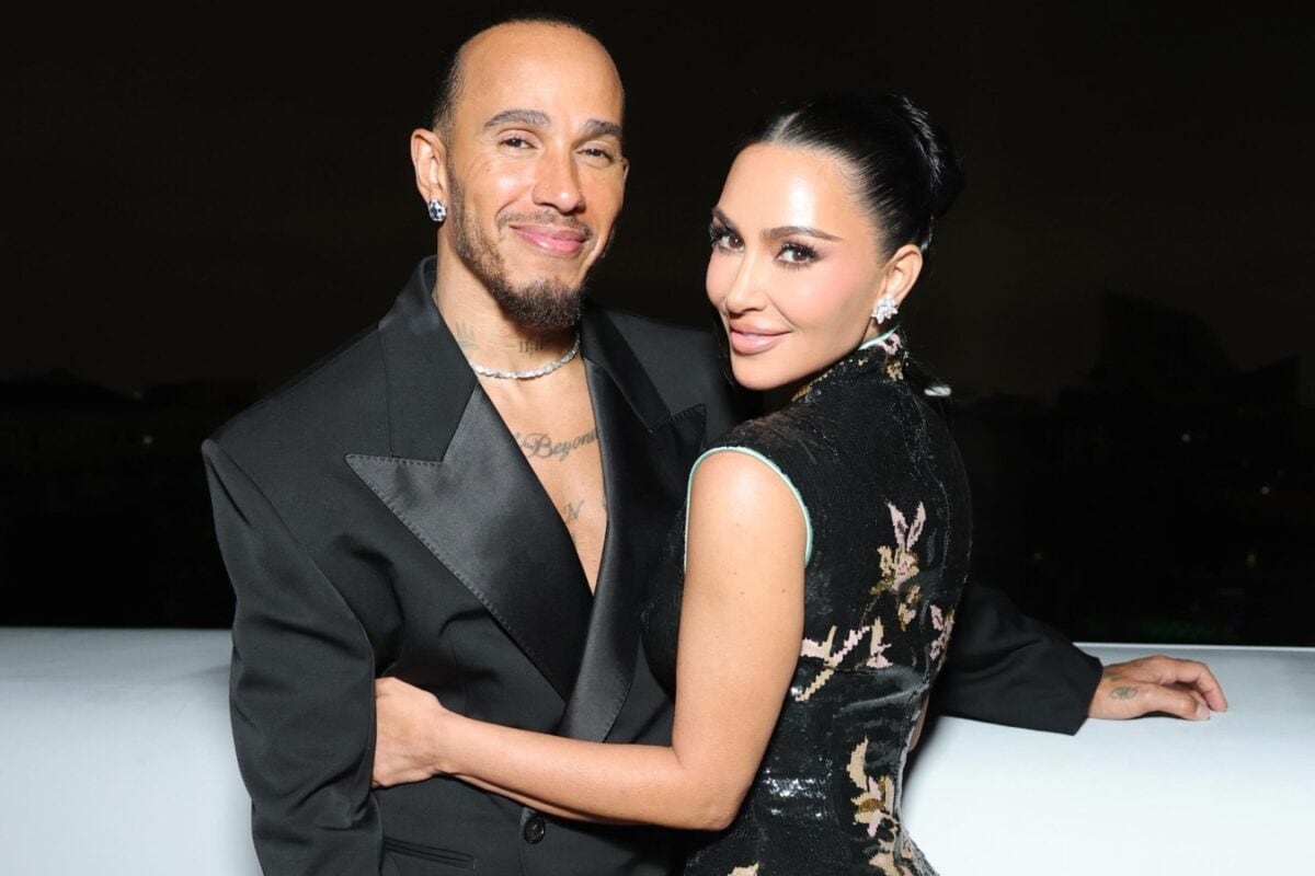 Kim Kardashian & Lewis Hamilton Look Cosy & In Love In Complementary Black Outfits