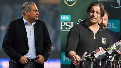 Mohsin Naqvi (left) and Shoaib Akhtar (Agencies)