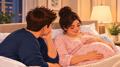Think about it - there are two babies growing inside you and now they're moving, responding and pretty much living an entire little life INSIDE YOU. (AI generated image)
