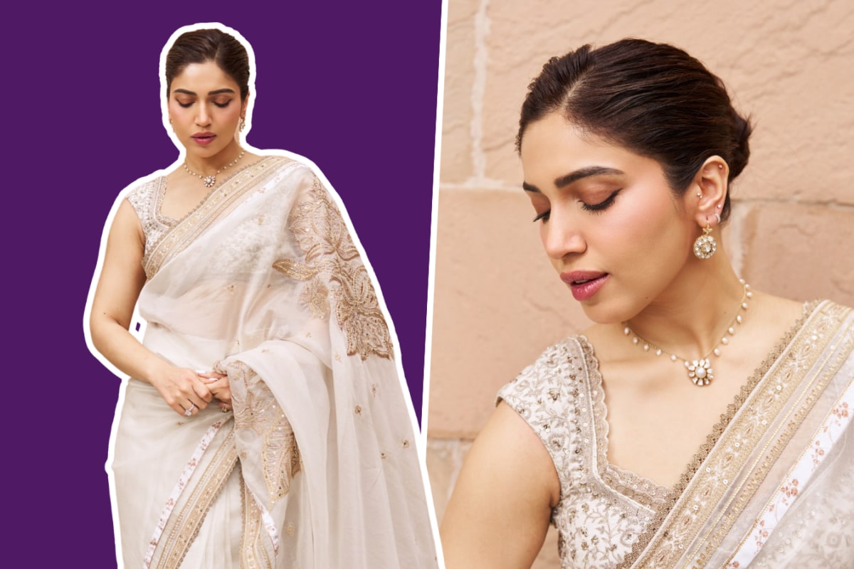 Bhumi Pednekar Brings Old-World Glam In This Exquisite Ivory Karan Torani Saree
