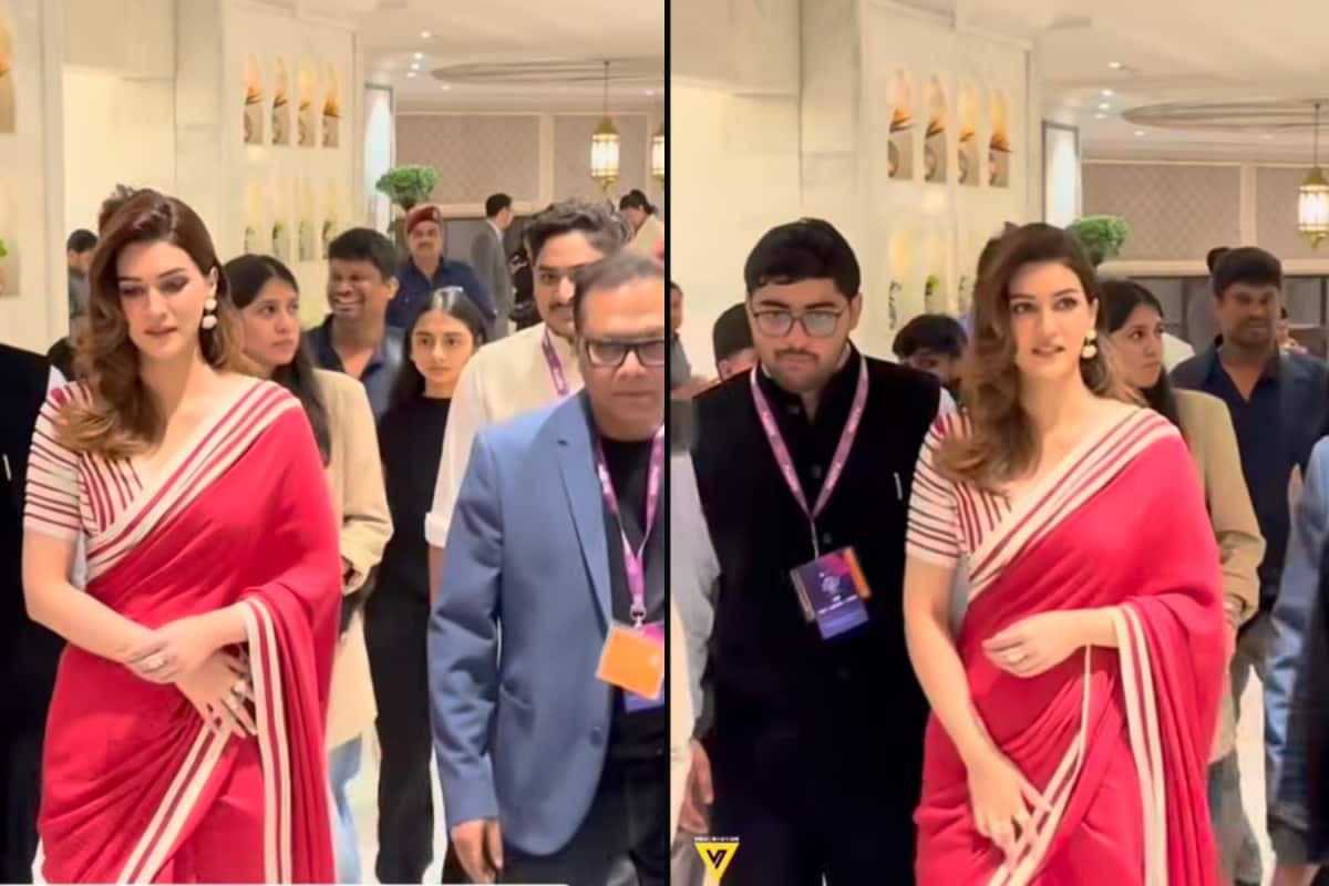 Kriti Sanon Gives Festive Dressing A Chic Twist In A Red Saree With Bold White Stripes