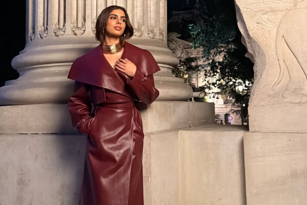 Khushi Kapoor Puts A Luxe Spin On Power Dressing In Burgundy Leather At Paris Fashion Week