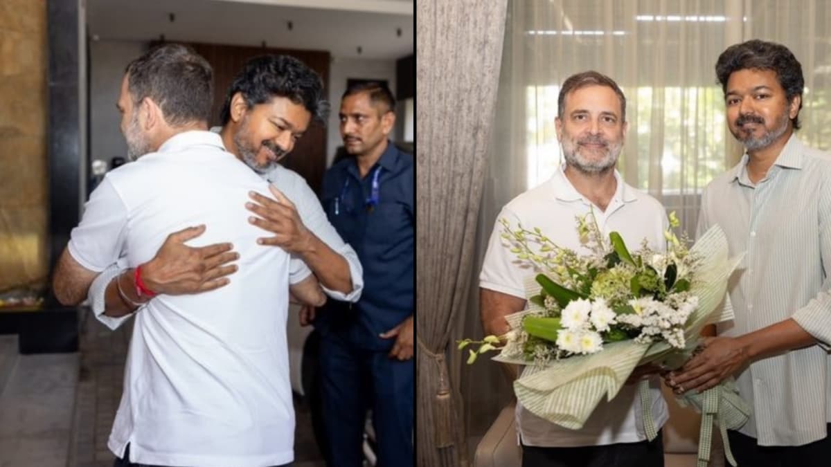 ராகுல்-விஜய் சந்திப்பு: சென்னையில் கேஃபே வெளியில் நெருக்கம்