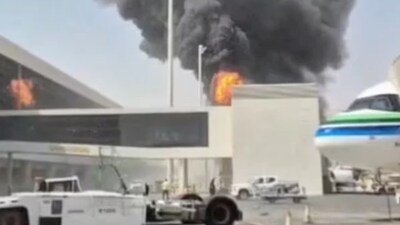 Smoke and flames rise from King Khalid Airport after Yemen’s Iran-backed Houthis said they attacked the airport, in Riyadh on October 8, 2026. (Image: Reuters)