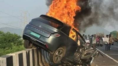 A video has emerged showing the intensity of the crash, with the car seen engulfed in flames.