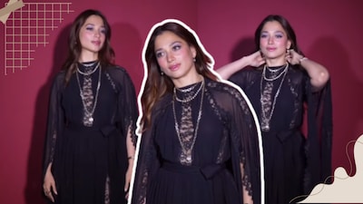Tamannaah Bhatia turned up the heat at the ELIE SAAB x H&M Mumbai event in a floor-length black gown that played peekaboo with lace. Here's what went into the look.