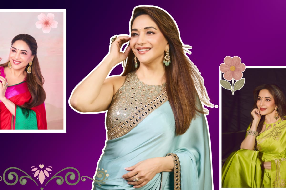 Pastel Shimmer To Lime Green Drama, Madhuri Dixit’s Saree Wardrobe Has Your Navratri Inspiration Sorted