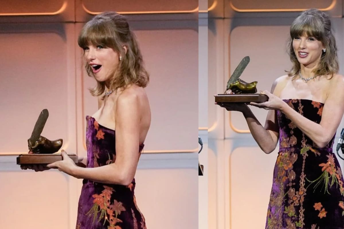 Taylor Swift Pairs A Floral Velvet Minidress With A 65-Carat Diamond Choker For A Historic Night