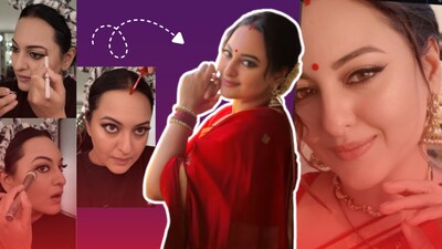 From perfectly winged eyeliner to a muted nude lip, Sonakshi Sinha's makeup routine has all the inspiration you need to get ready for Sindoor Khela on Maha Dashami.