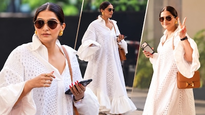 Sonam Kapoor makes a case for oversized dressing in a statement white Christopher John Rogers dress.