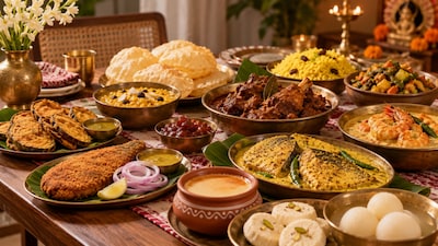 Hosting a Durga Pujo dinner at home? From crispy fish fry and fluffy luchi to kosha mangsho and mishti doi, here’s what to serve for a Bengali festive feast.