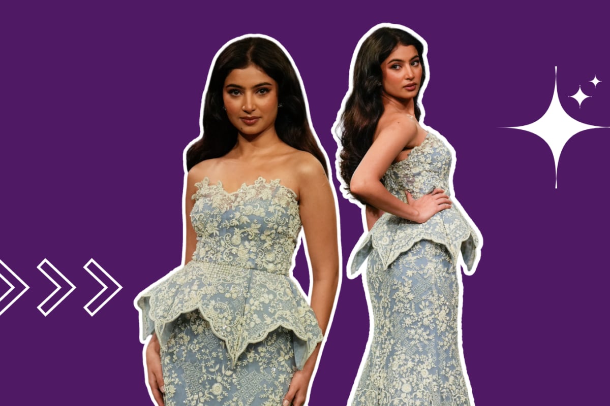 Sara Arjun Turns Showstopper For Anushree Reddy In A Powder-Blue Gown At Lakmē Fashion Week