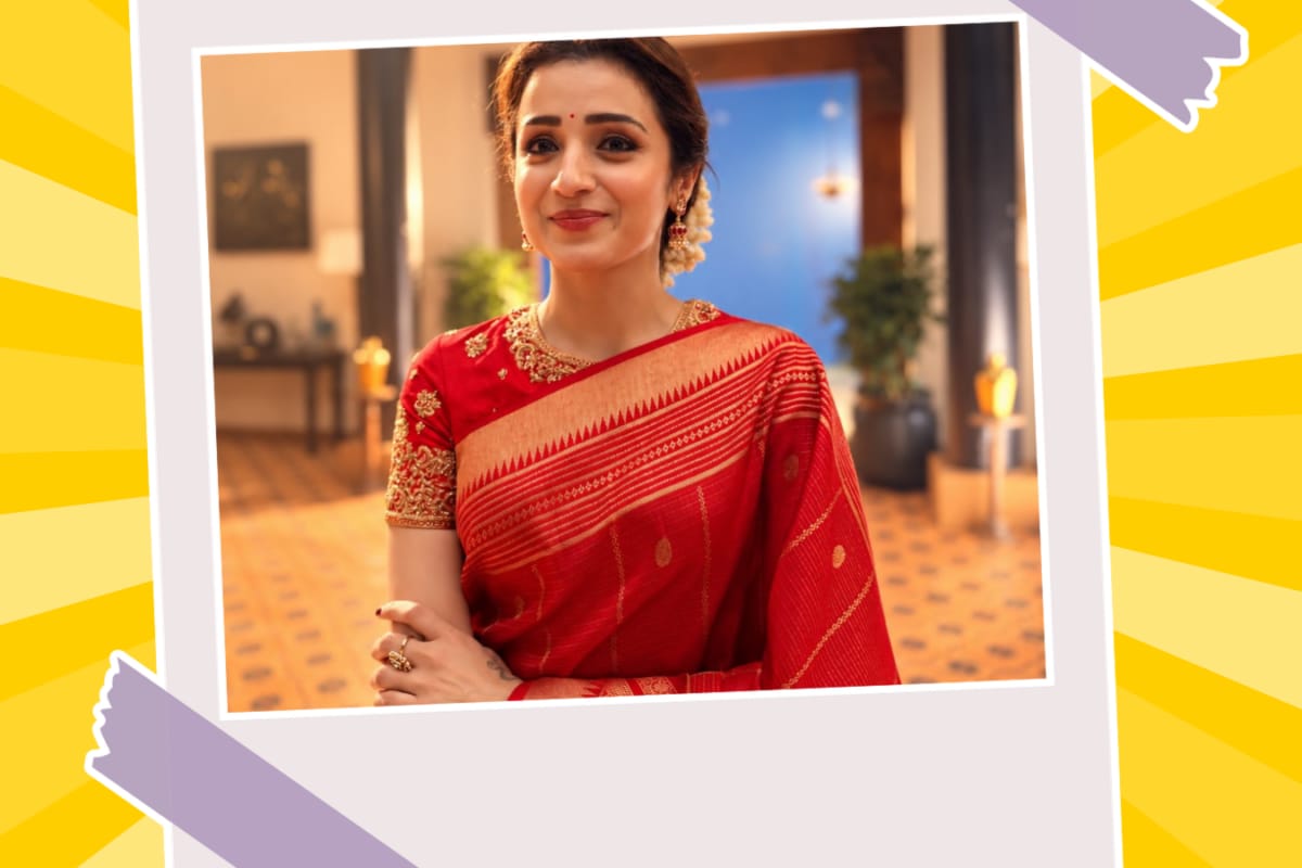 Trisha Krishnan’s Crimson Saree Is Your Sign To Go Full Desi This Maha Ashtami