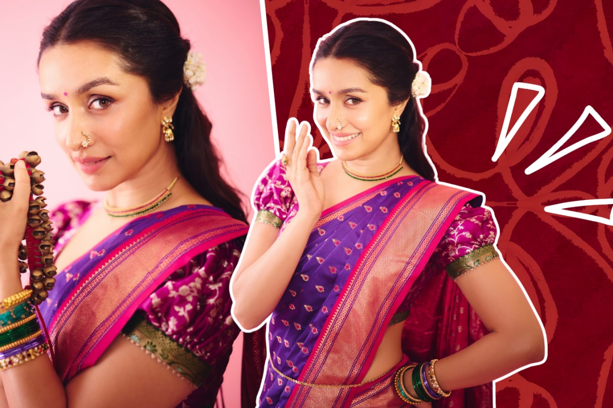 Shraddha Kapoor Turns Marathi Mulgi In Purple Paithani Saree With Gajra And Nath For 'Eetha' Trailer Launch