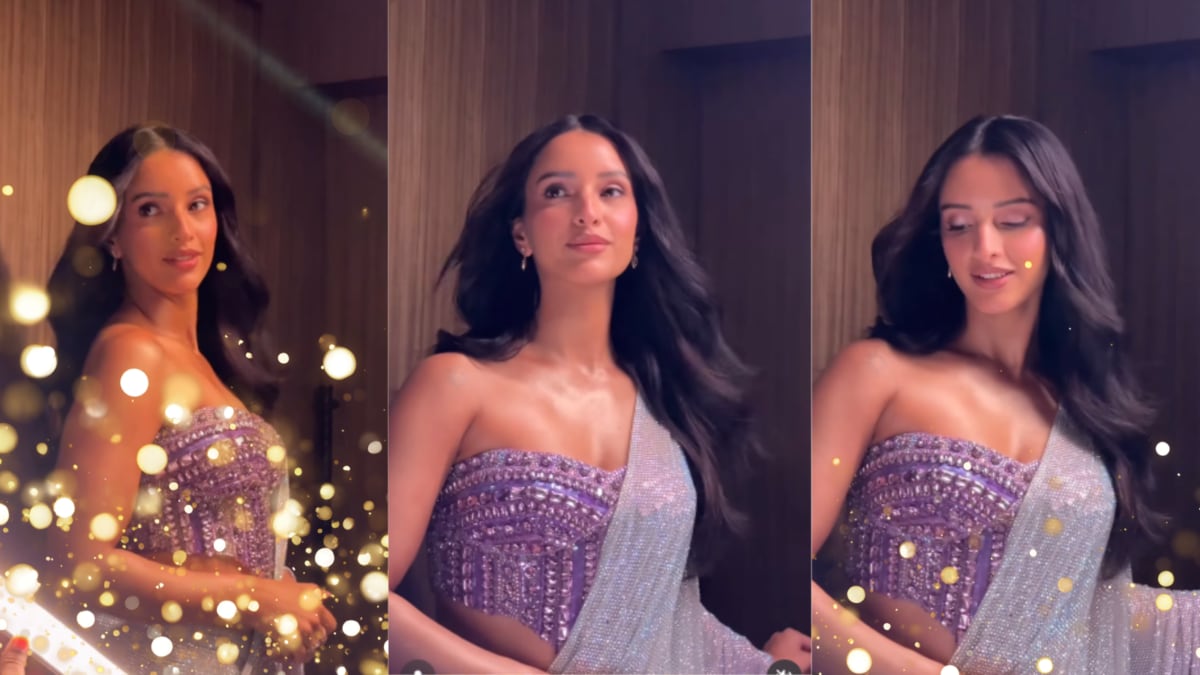 Triptii Dimri Looks Like A Bollywood Dream In A Silver-Lavender ITRH Saree With A Statement Jewelled Corset