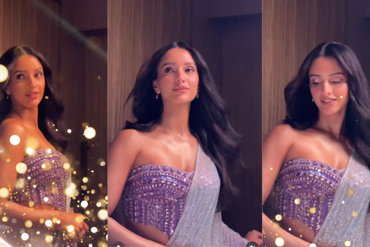 Triptii Dimri Looks Like A Bollywood Dream In A Silver-Lavender ITRH Saree With A Statement Jewelled Corset