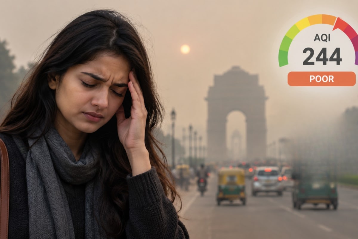 Delhi AQI Hits 244 As Air Quality Turns To 'Very Poor': Why Your Headaches May Be Getting Worse