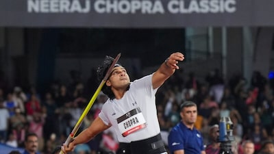 Neeraj Chopra competes in the Neeraj Chopra Classic 2025 international javelin competition, at Kanteerava Stadium, in Bengaluru, Karnataka (Picture credit: PTI)