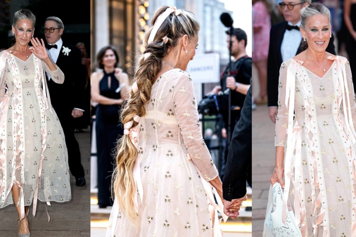 Sara Jessica Parker Channels Rapunzel With Long Braid & Ribbons In Her Hair For NYC Ballet Event