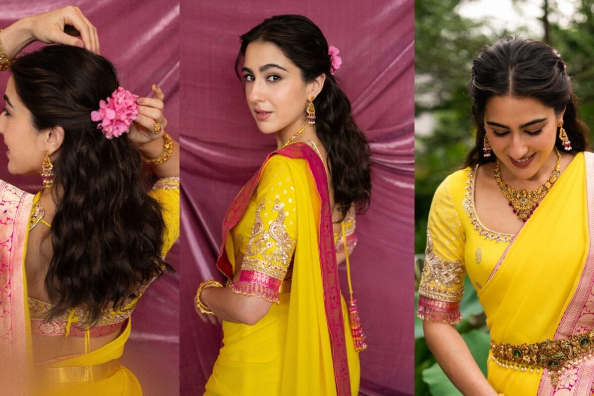 Sara Ali Khan Is A Bright Burst Of Sunshine In A Manish Malhotra Saree & Cummarband