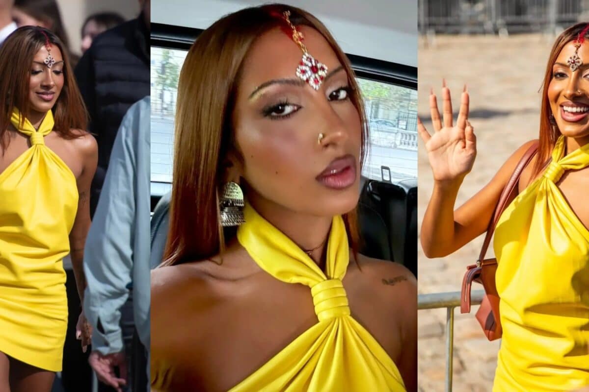 KATSEYE’s Lara Raj Makes Paris Fashion Week Debut In Bright Yellow Mini & Maang Tikka