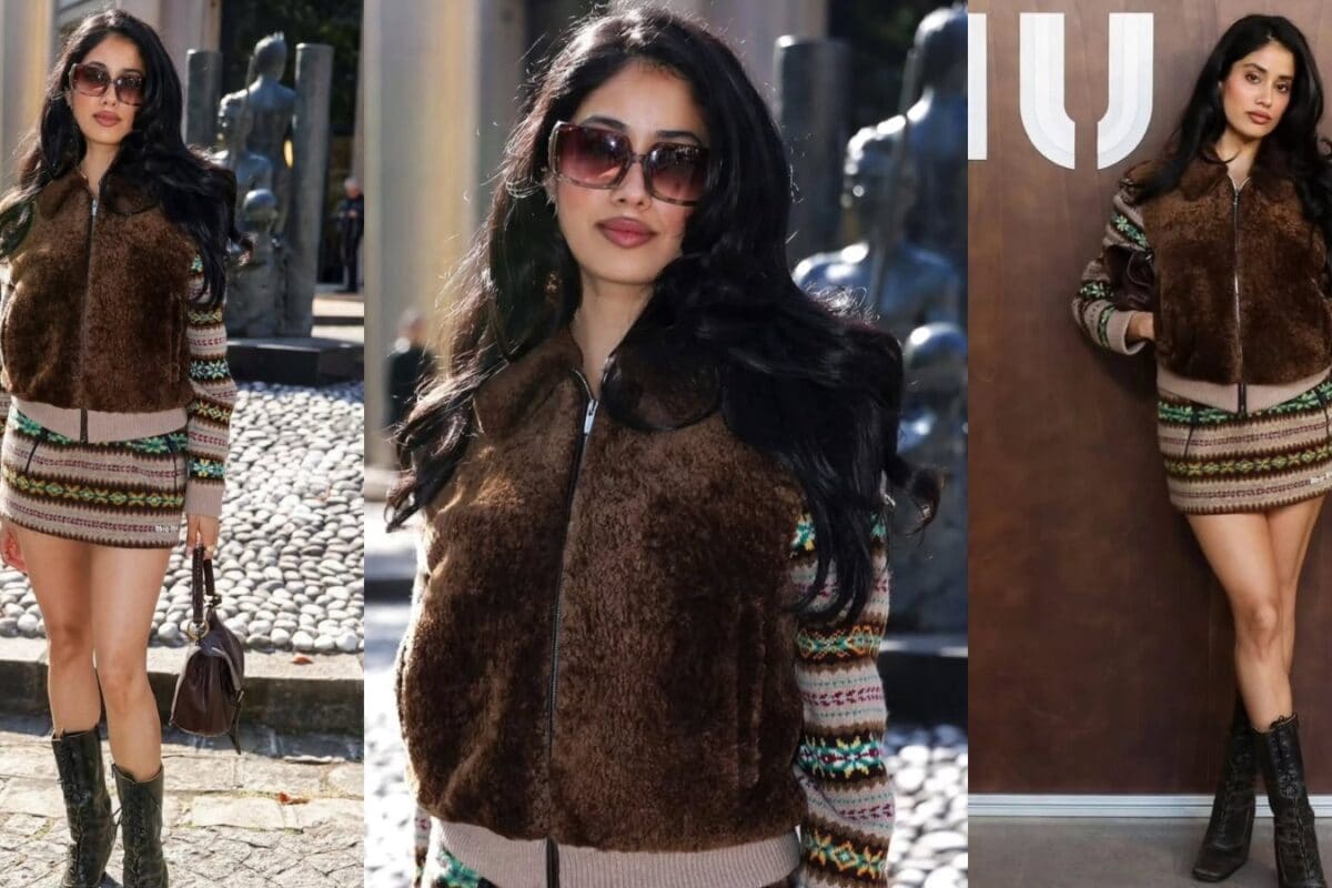 Janhvi Kapoor Rocks A Mini Skirt & Fur Jacket At Miu Miu's Paris Fashion Week Show