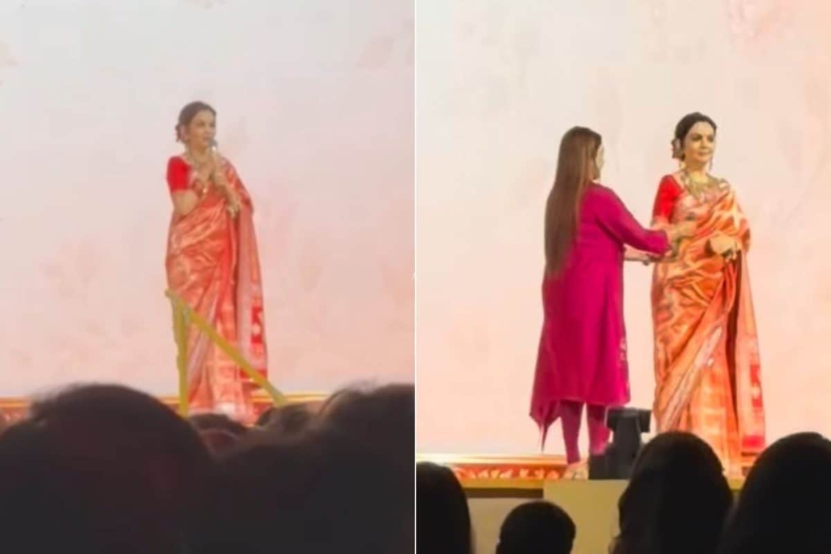 Nita Ambani Is A Vision In Vermilion Silk Saree And Heirloom Jewels At Reliance Diwali Party