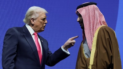 US President Donald Trump and Saudi Crown Prince Mohammed bin Salman. Trump said Saudi Arabia could defend itself after a deadly attack on Riyadh airport, describing the strike as a “terrible thing”. (IMAGE: REUTERS FILE)