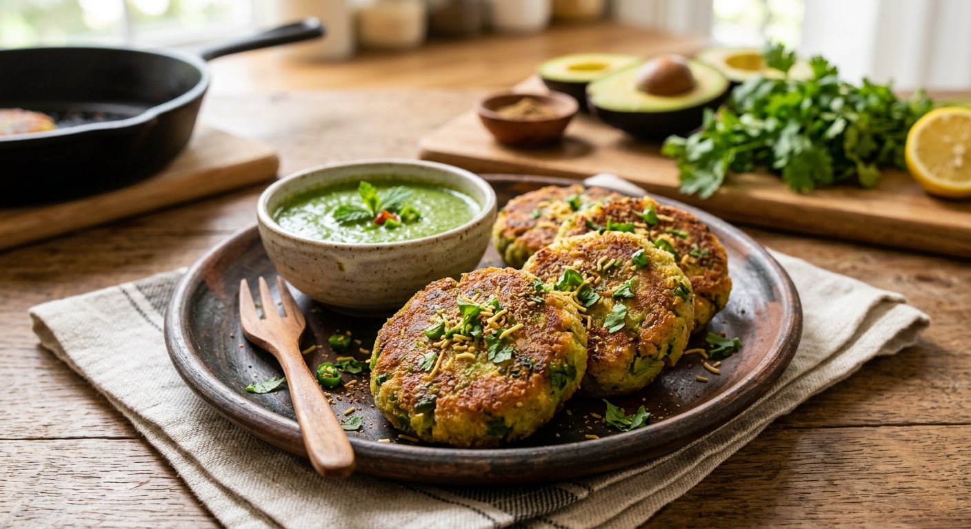 Avocado TikkiMashed avocado can be combined with boiled potato, breadcrumbs or poha, coriander and spices to make soft tikkis. Shape them into small patties and pan-fry until lightly crisp on the outside. Serve them with mint or coriander chutney. Avocado Tikki Mashed avocado can be combined with boiled potato, breadcrumbs or poha, coriander and spices to make soft tikkis. Shape them into small patties and pan-fry until lightly crisp on the outside. Serve them with mint or coriander chutney. 